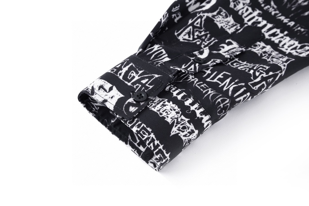 Balenciaga 巴黎世家 SS24 New Year新年系列 Logo印花满印单排扣衬衫 长袖 秋冬 黑色 662983TPLE71000