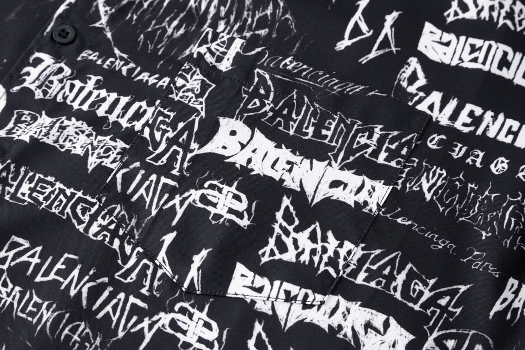 Balenciaga 巴黎世家 SS24 New Year新年系列 Logo印花满印单排扣衬衫 长袖 秋冬 黑色 662983TPLE71000