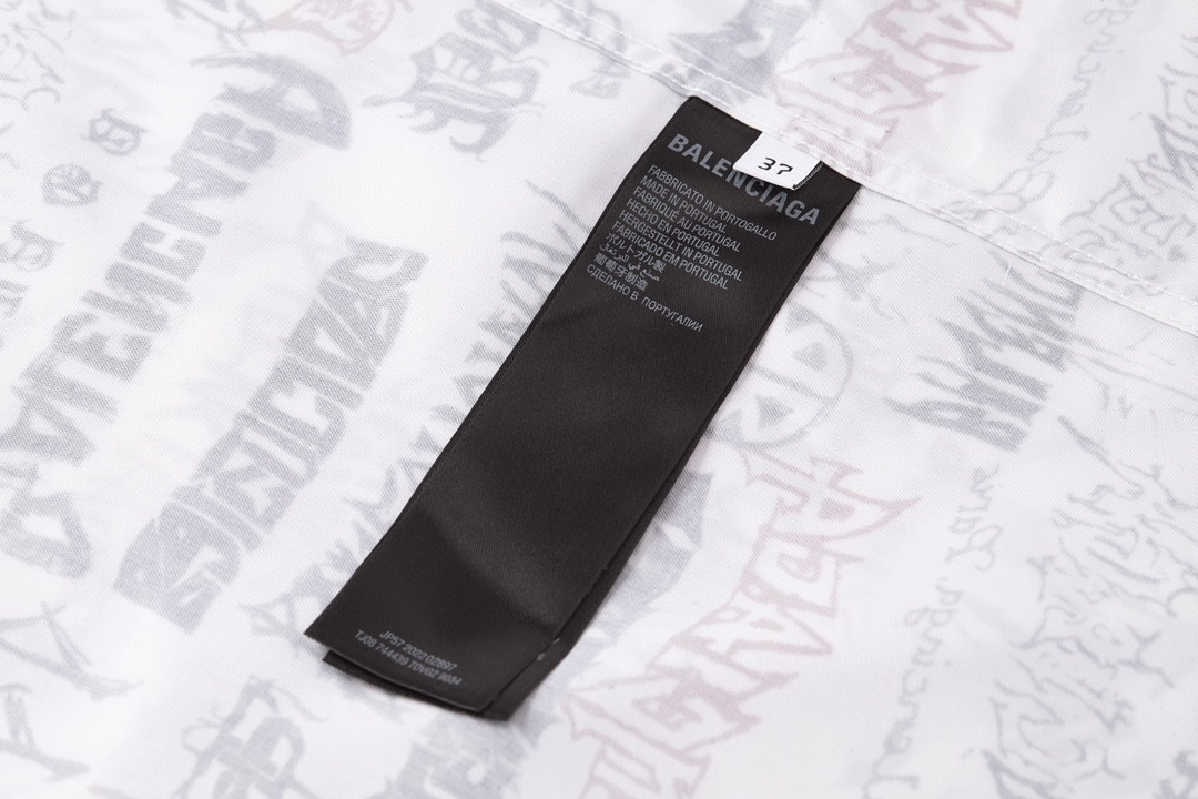 Balenciaga 巴黎世家 SS24 New Year新年系列 Logo印花满印单排扣衬衫 长袖 秋冬 白色 662983TPLE71000