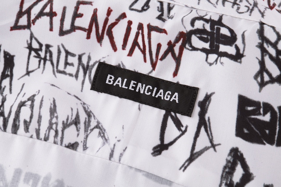 Balenciaga 巴黎世家 SS24 New Year新年系列 Logo印花满印单排扣衬衫 长袖 秋冬 白色 662983TPLE71000