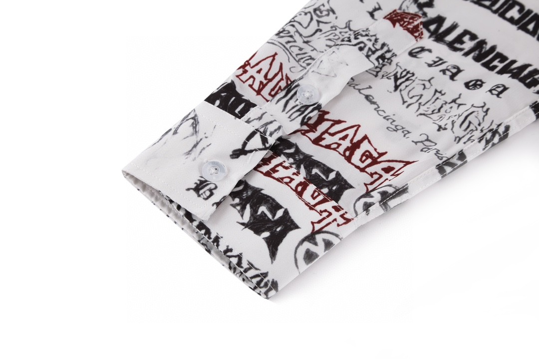 Balenciaga 巴黎世家 SS24 New Year新年系列 Logo印花满印单排扣衬衫 长袖 秋冬 白色 662983TPLE71000