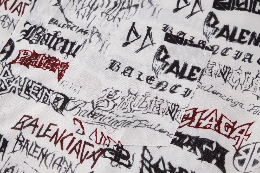 Balenciaga 巴黎世家 SS24 New Year新年系列 Logo印花满印单排扣衬衫 长袖 秋冬 白色 662983TPLE71000
