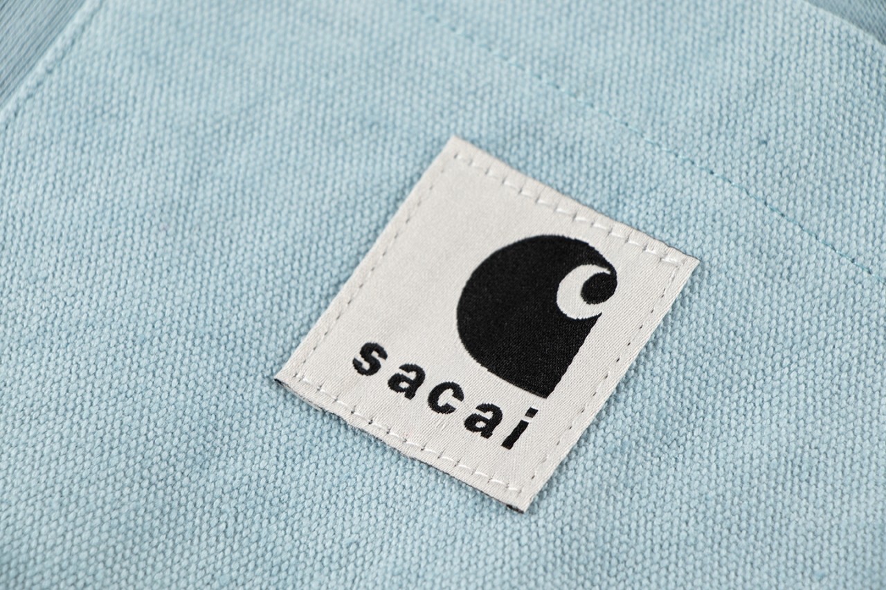 [Copy]Sacai Carhartt WIP FW23 联名系列 Logo标志侧面开叉暗扣 短袖 T恤 圆领 短款 夏季 蓝色 23-0557S-451