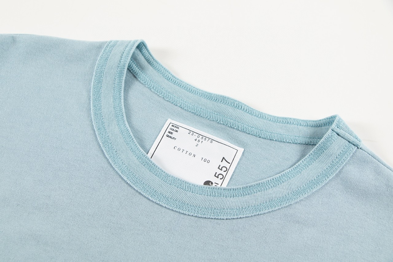 [Copy]Sacai Carhartt WIP FW23 联名系列 Logo标志侧面开叉暗扣 短袖 T恤 圆领 短款 夏季 蓝色 23-0557S-451