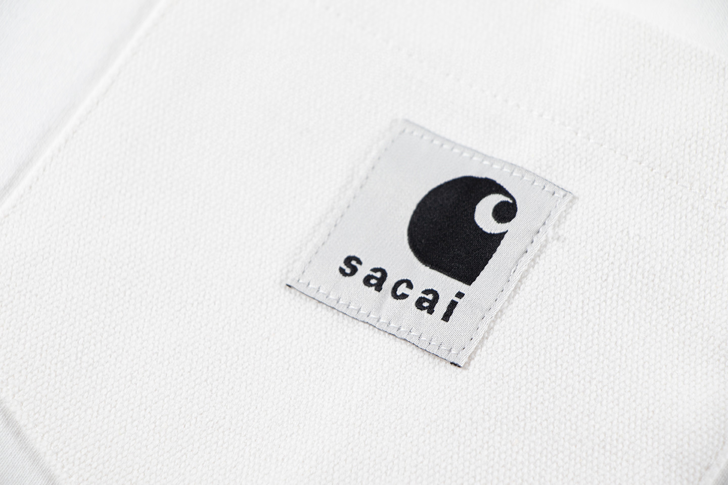 Sacai Carhartt WIP FW23 联名系列 Logo标志侧面开叉暗扣 短袖 T恤 圆领 短款 夏季 白色 23-0557S-101