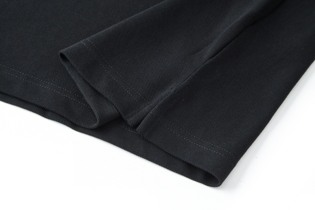 PRADA 普拉达 领口袖口条纹皮标Polo衫 短袖 T恤 黑色 SJN256-322-F0AA9