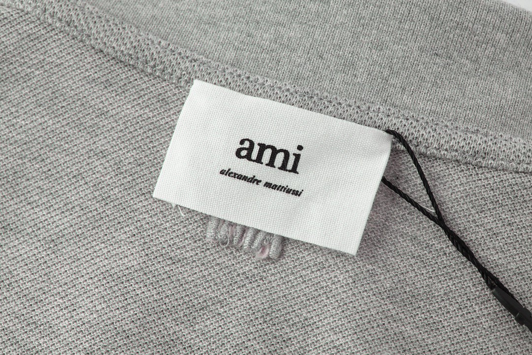 AMIPARIS Ami 爱心刺绣Polo衫 短袖 T恤 灰色 UPL0017600951