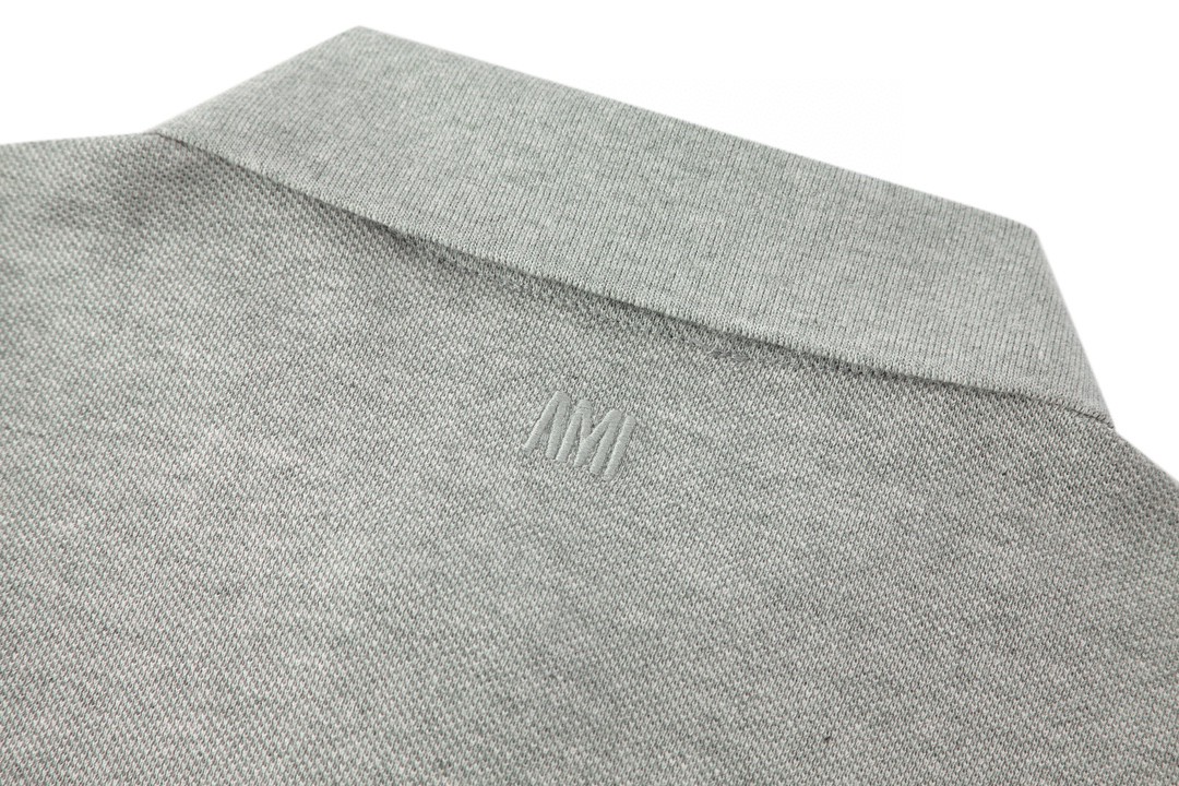 AMIPARIS Ami 爱心刺绣Polo衫 短袖 T恤 灰色 UPL0017600951