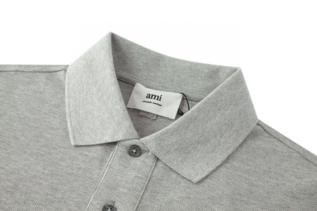 AMIPARIS Ami 爱心刺绣Polo衫 短袖 T恤 灰色 UPL0017600951