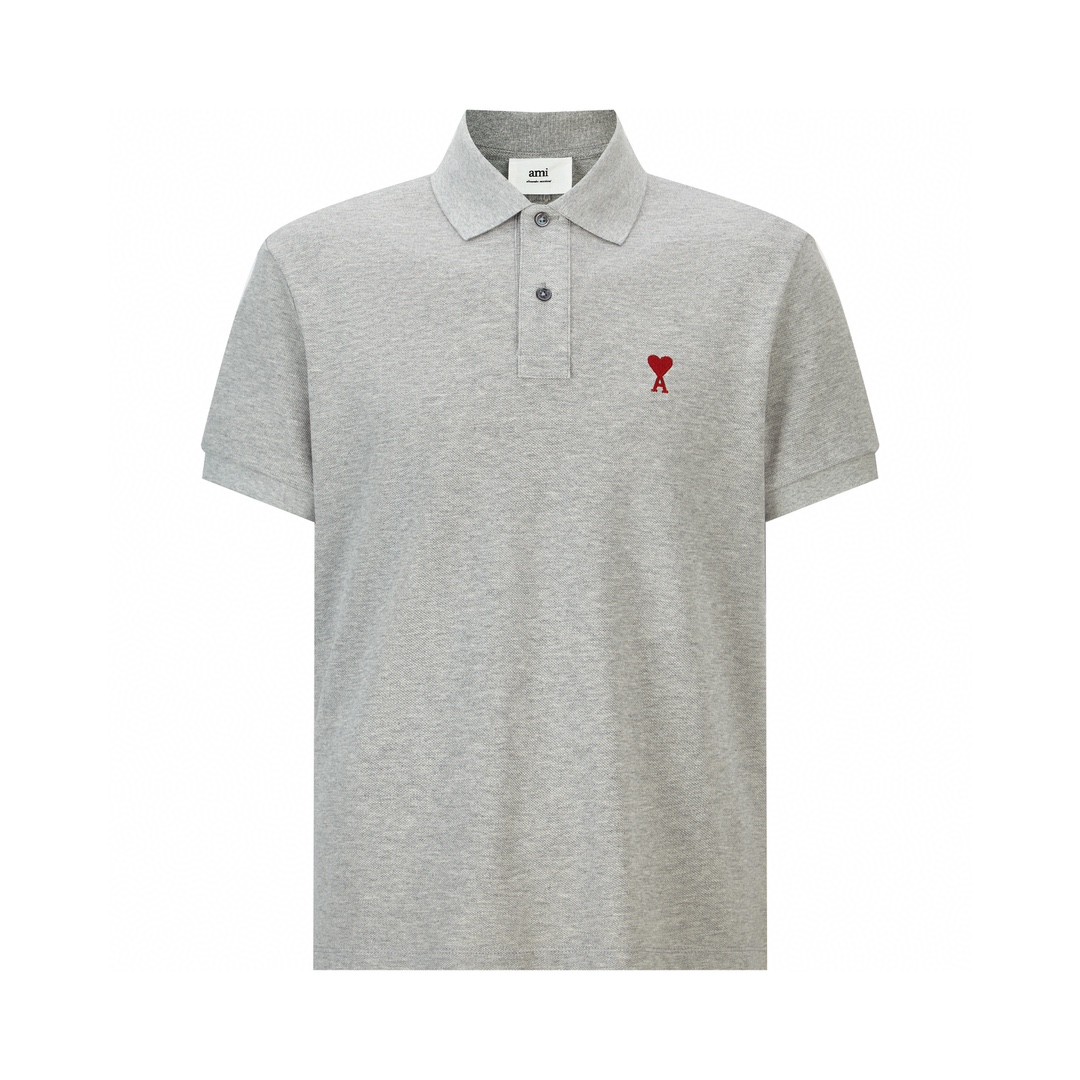 AMIPARIS Ami 爱心刺绣Polo衫 短袖 T恤 灰色 UPL0017600951