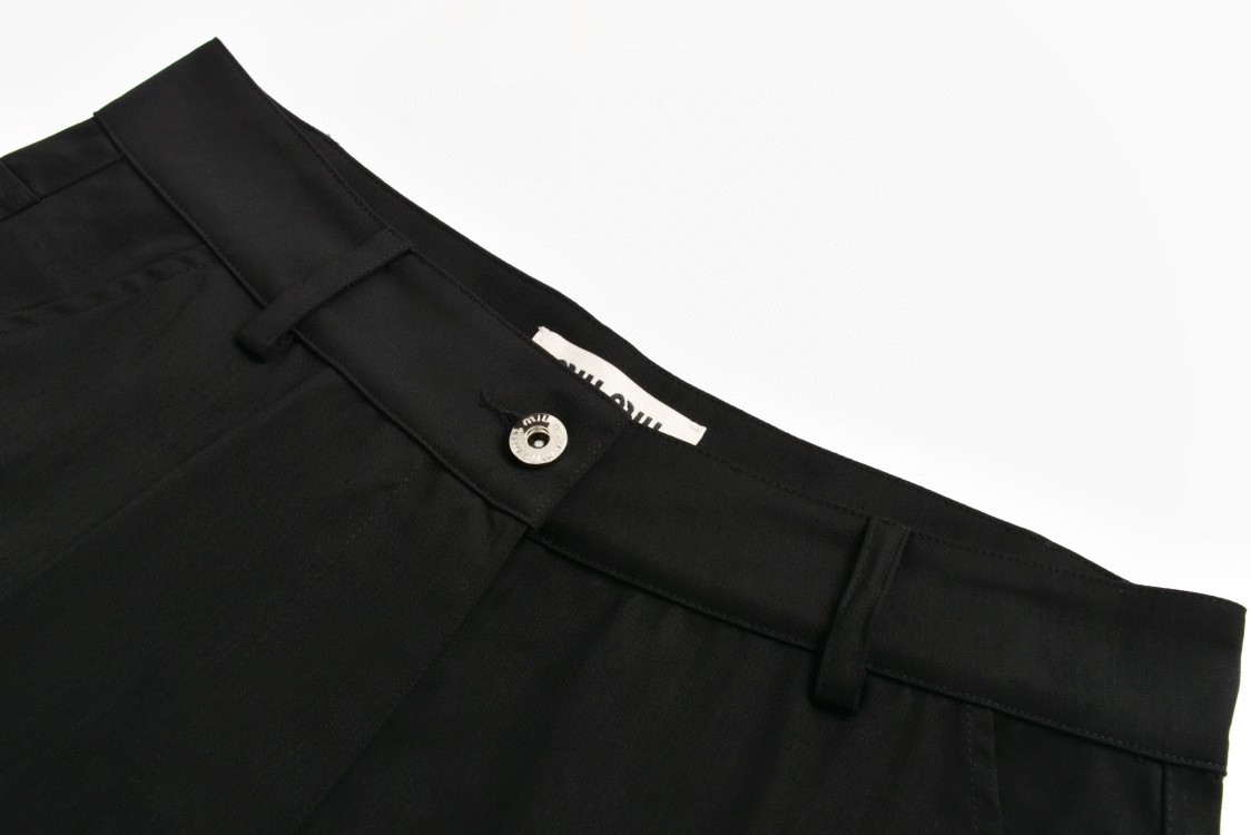 MIU MIU 纯色羊毛直筒西装裤 长裤 裤子 休闲裤 黑色