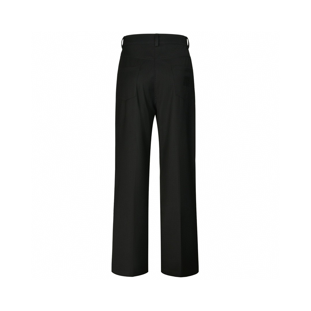 MIU MIU 纯色羊毛直筒西装裤 长裤 裤子 休闲裤 黑色