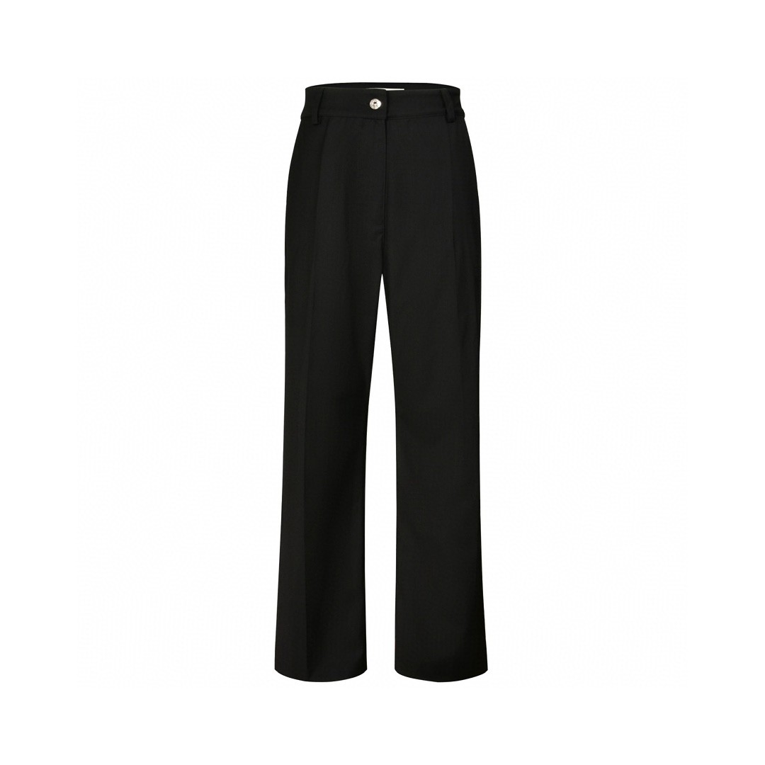 MIU MIU 纯色羊毛直筒西装裤 长裤 裤子 休闲裤 黑色