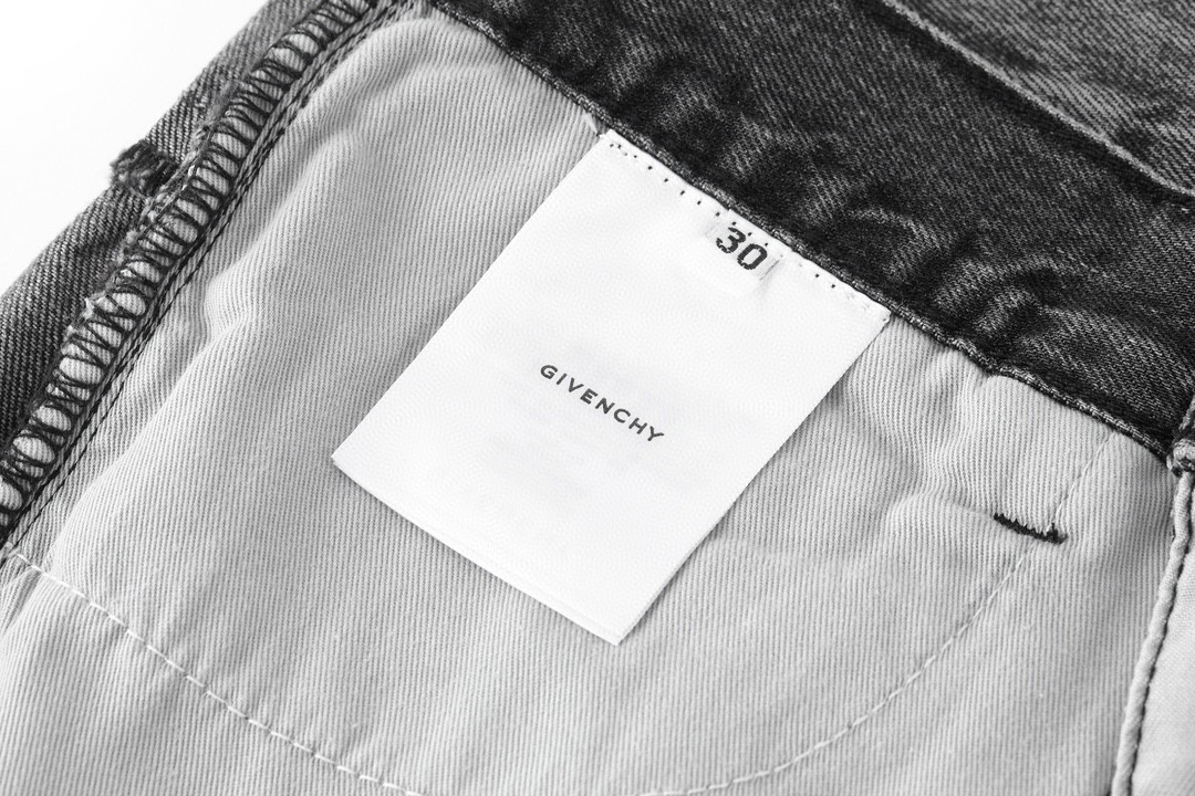 Givenchy 纪梵希 水洗做旧拉链设计牛仔裤 长裤 裤子 黑灰色 BM512W5Y3K-004