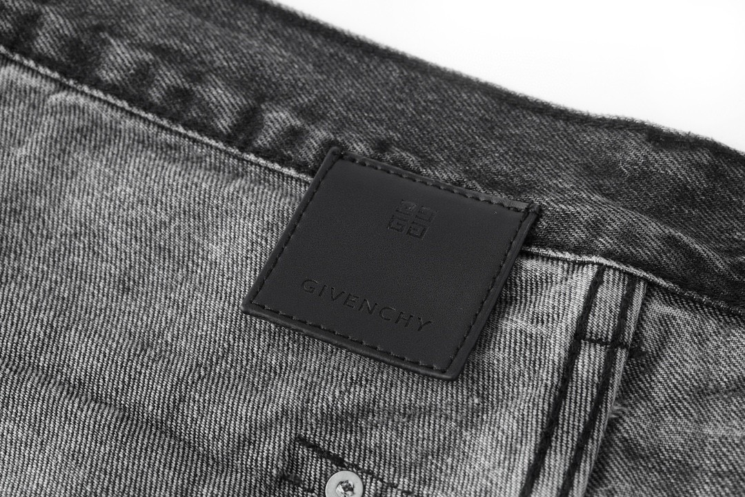 Givenchy 纪梵希 水洗做旧拉链设计牛仔裤 长裤 裤子 黑灰色 BM512W5Y3K-004