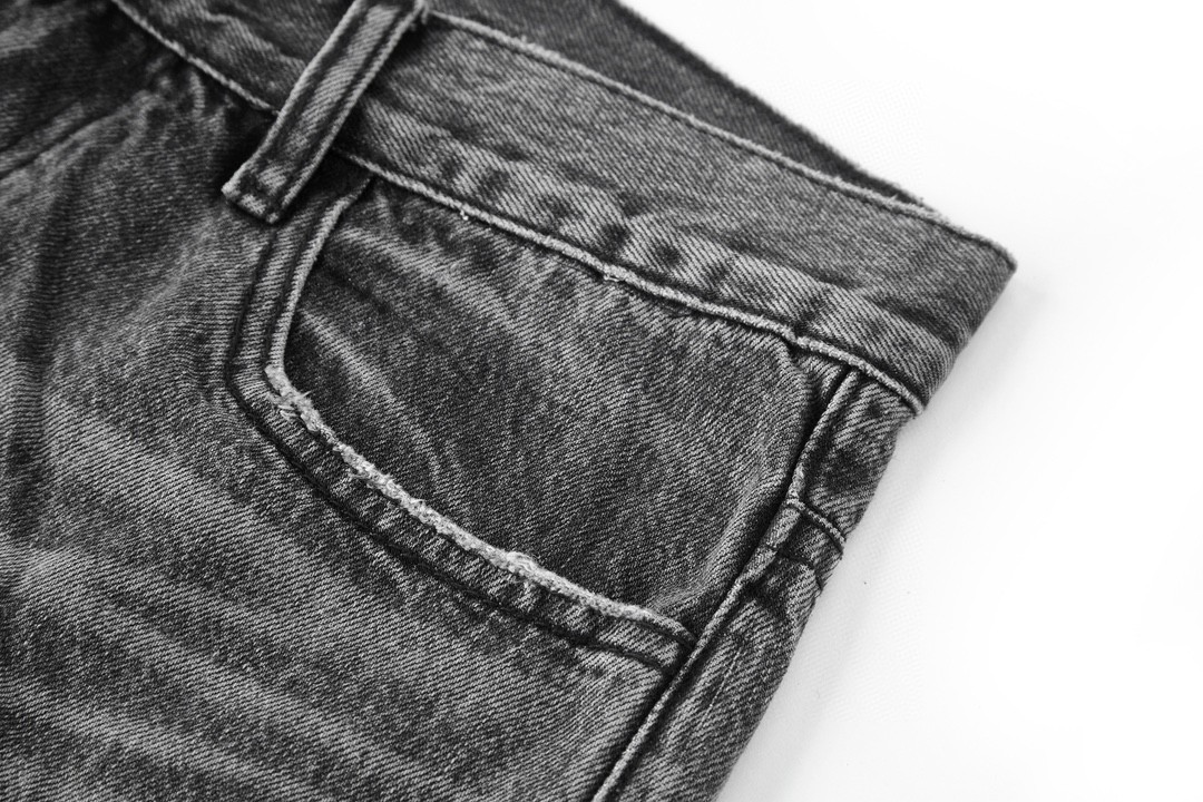 Givenchy 纪梵希 水洗做旧拉链设计牛仔裤 长裤 裤子 黑灰色 BM512W5Y3K-004