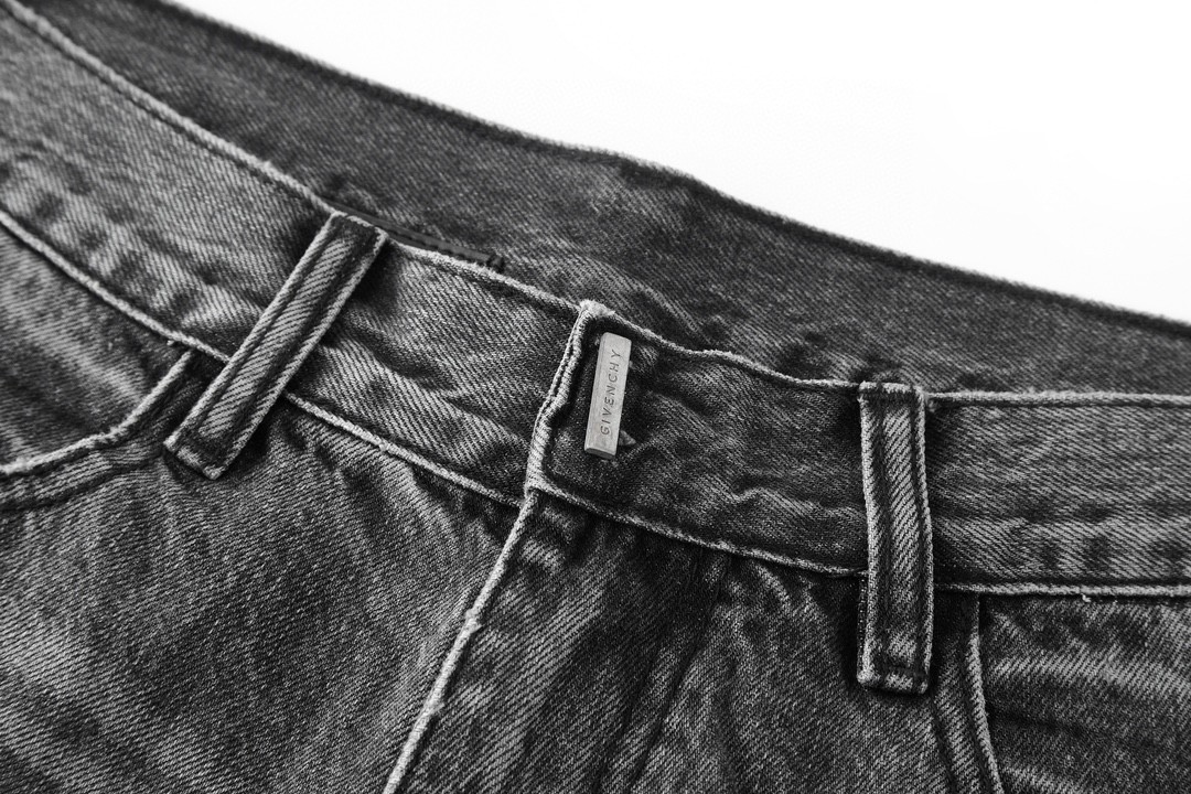 Givenchy 纪梵希 水洗做旧拉链设计牛仔裤 长裤 裤子 黑灰色 BM512W5Y3K-004