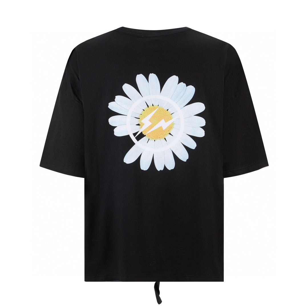  PEACEMINUSONE 权志龙 x fragmentdesign藤原浩闪电 雏菊短袖 T恤 夏款 黑色 