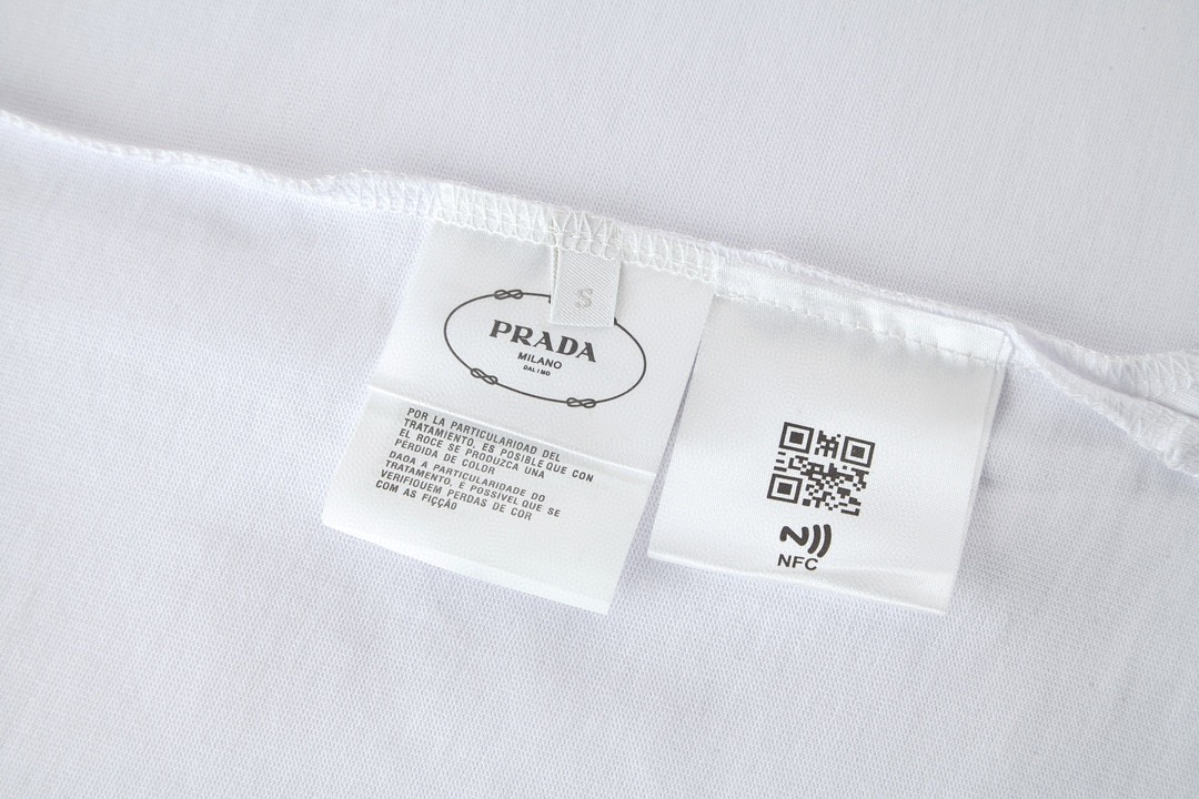 PRADA 普拉达 字母刺绣logo Polo衫 短袖 T恤 白色