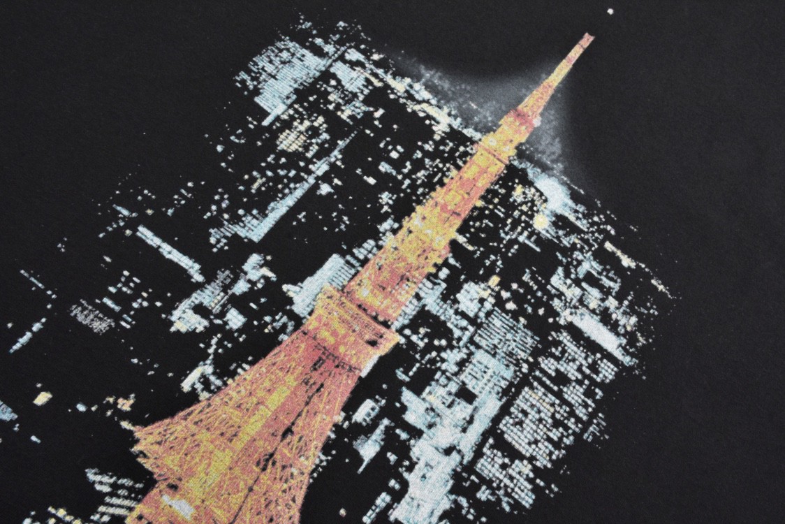 Balenciaga 巴黎世家 东京铁塔字母logo短袖 T恤 圆领 短款 夏季 黑色