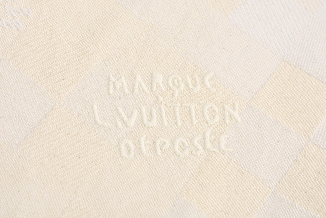 LOUIS VUITTON 路易威登 马赛克格子刺绣牛仔衬衫 短袖上衣 夏款 米色 1AFQZJ