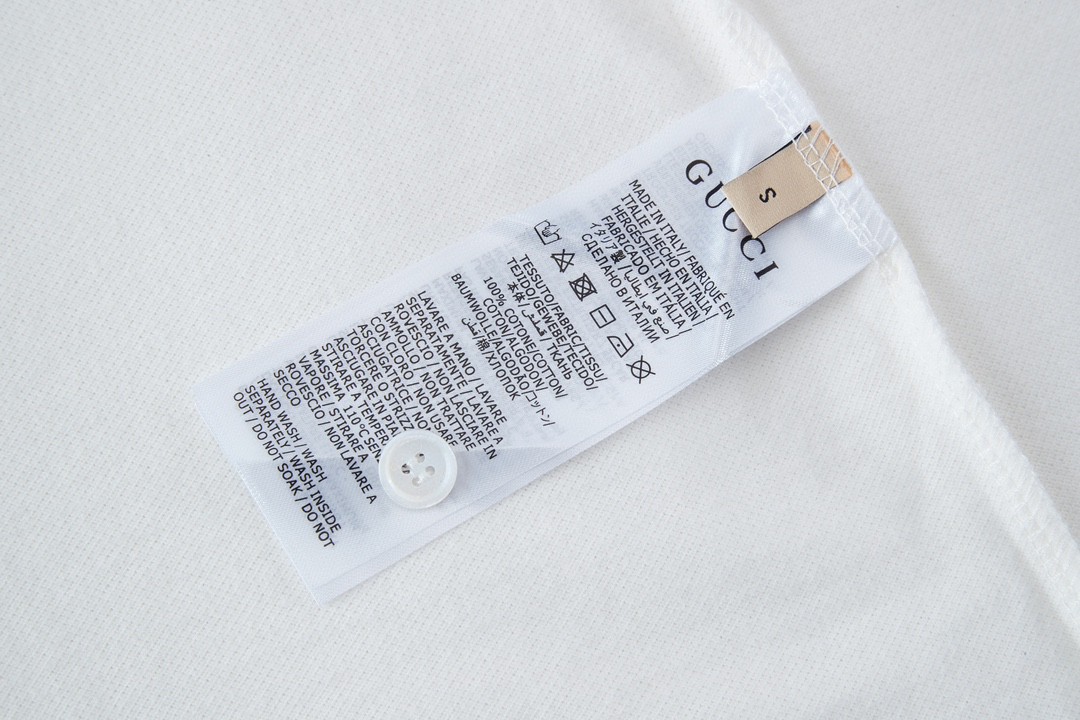 GUCCI 古驰 胸口刺绣logo条纹边饰Polo衫 短袖 T恤 夏季 白色