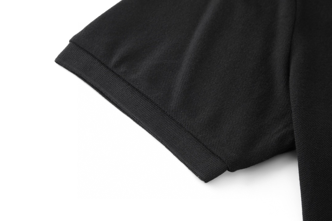 Moncler 蒙口 RO 联名 胸标纽扣Polo衫 短袖 T恤 圆领 短款 夏季 黑色