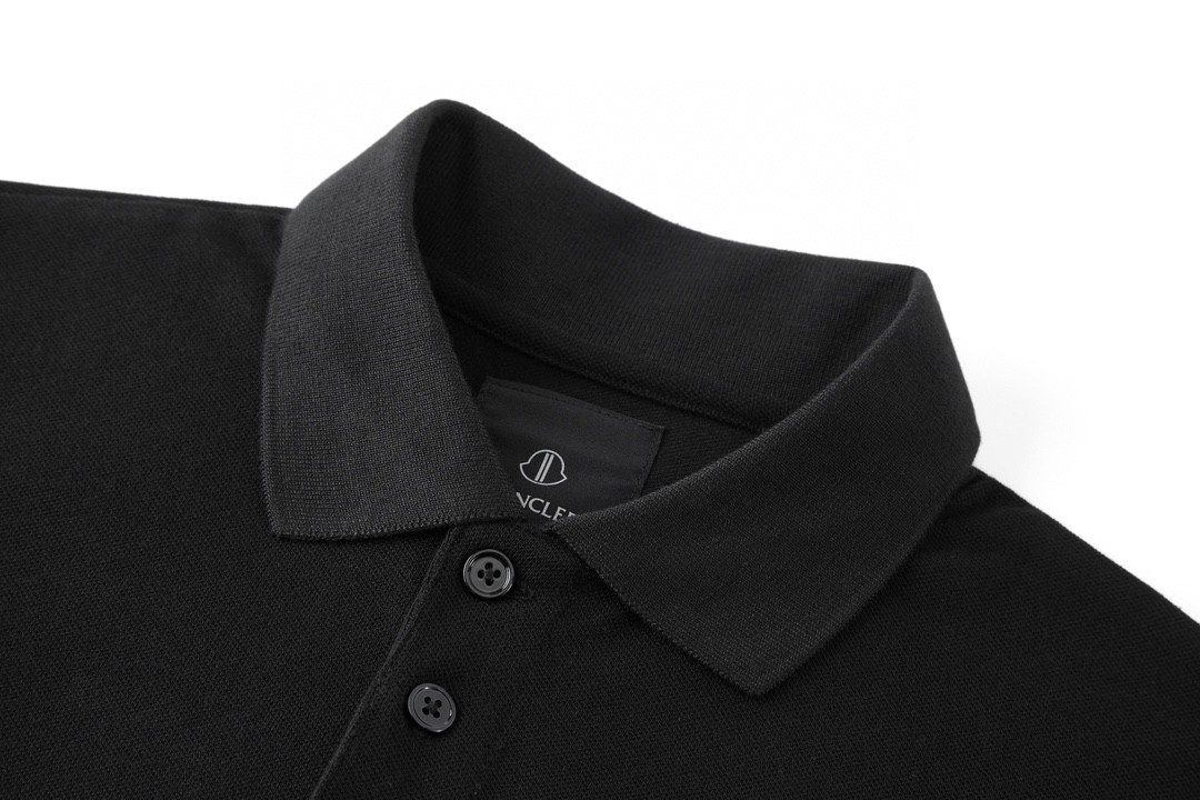 Moncler 蒙口 RO 联名 胸标纽扣Polo衫 短袖 T恤 圆领 短款 夏季 黑色
