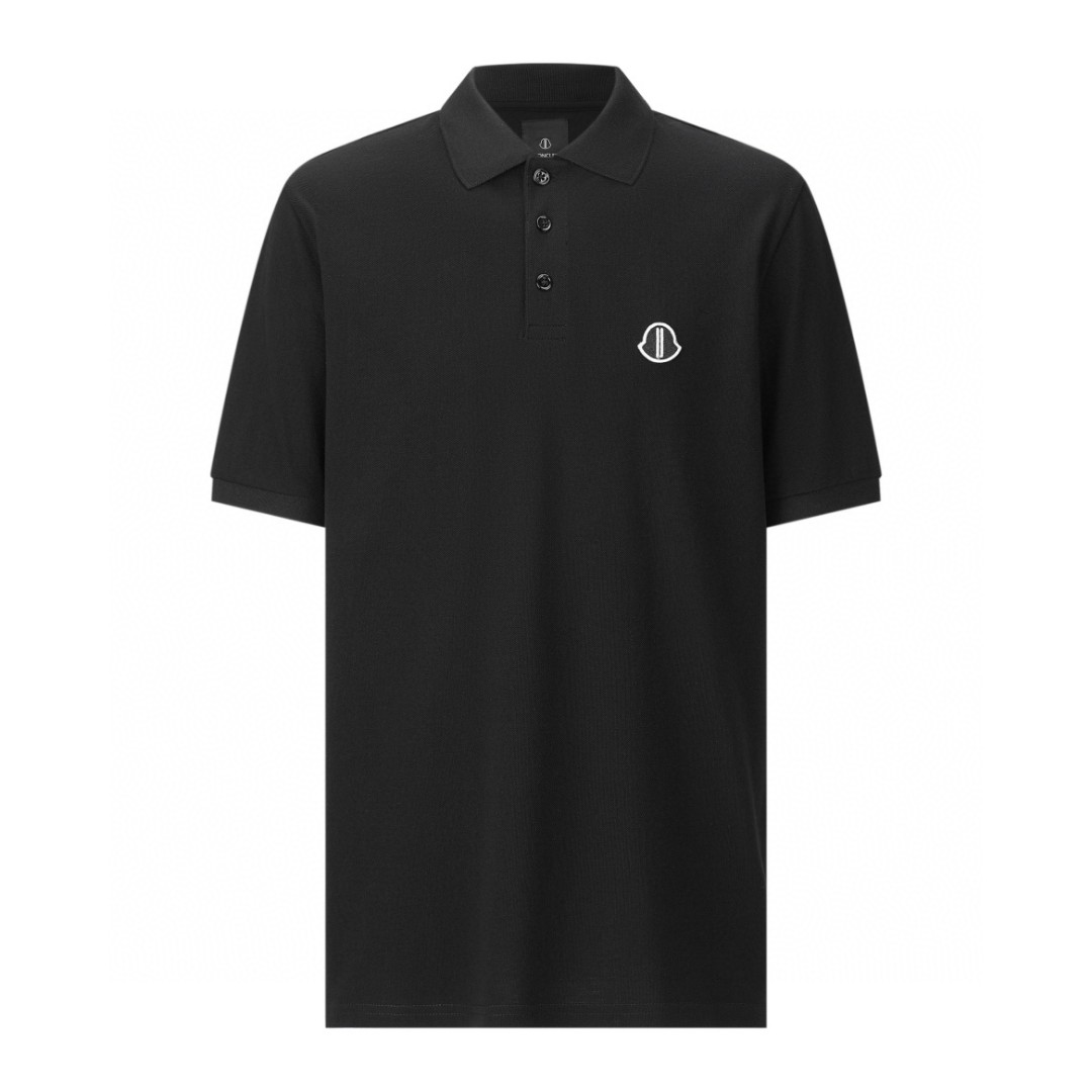 Moncler 蒙口 RO 联名 胸标纽扣Polo衫 短袖 T恤 圆领 短款 夏季 黑色