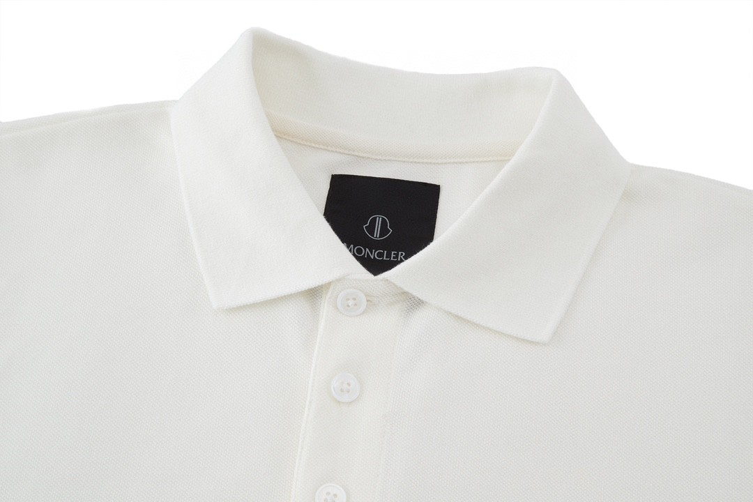 Moncler 蒙口 RO 联名 胸标纽扣Polo衫 短袖 T恤 圆领 短款 夏季 白色