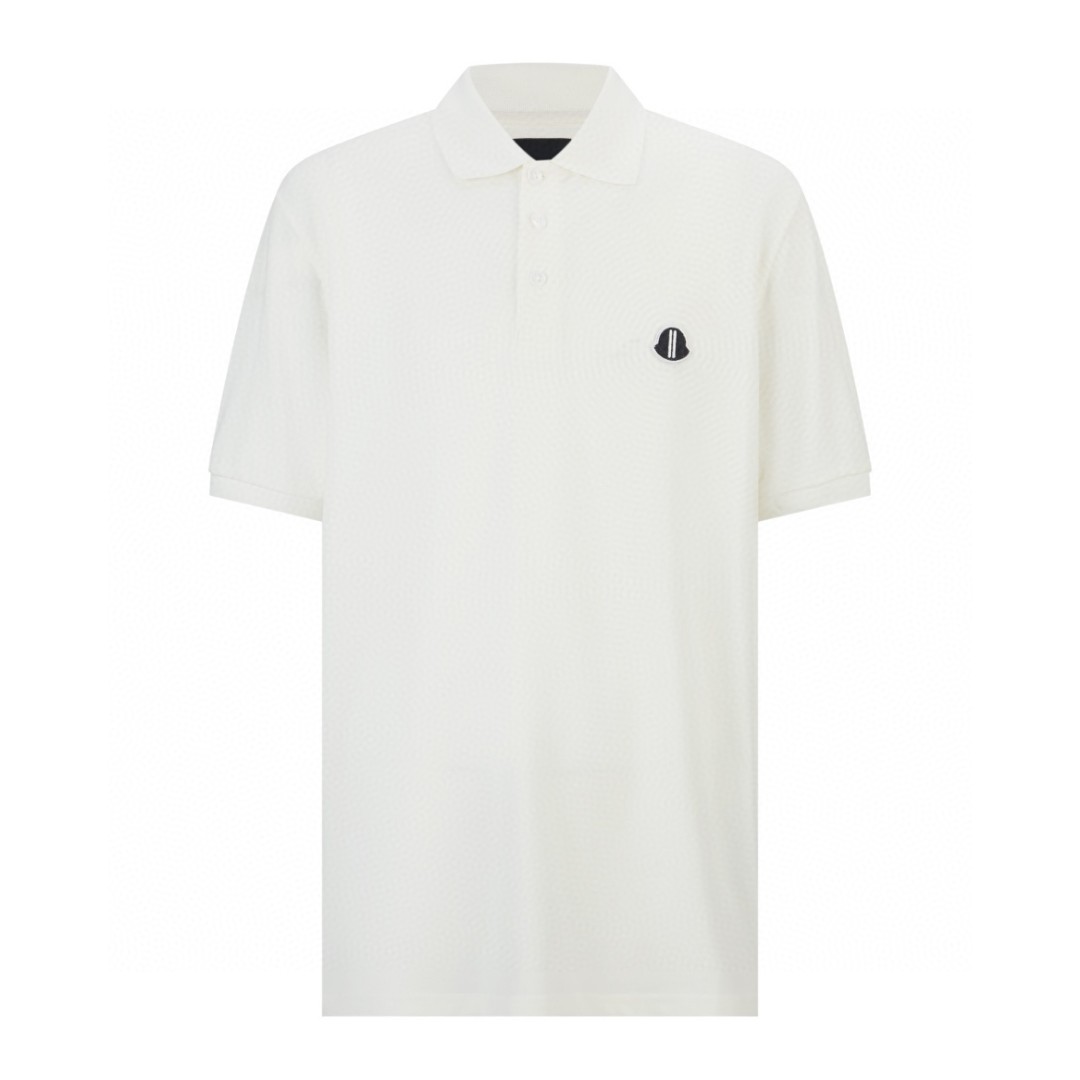 Moncler 蒙口 RO 联名 胸标纽扣Polo衫 短袖 T恤 圆领 短款 夏季 白色