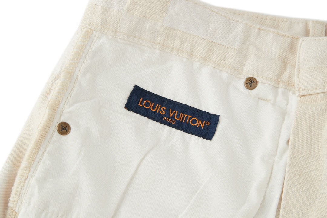 LOUIS VUITTON 路易威登 棋盘格印花图案牛仔裤 休闲裤 长裤 米色1AFQGH