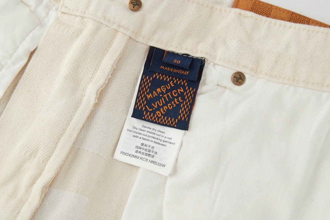 LOUIS VUITTON 路易威登 棋盘格印花图案牛仔裤 休闲裤 长裤 米色1AFQGH