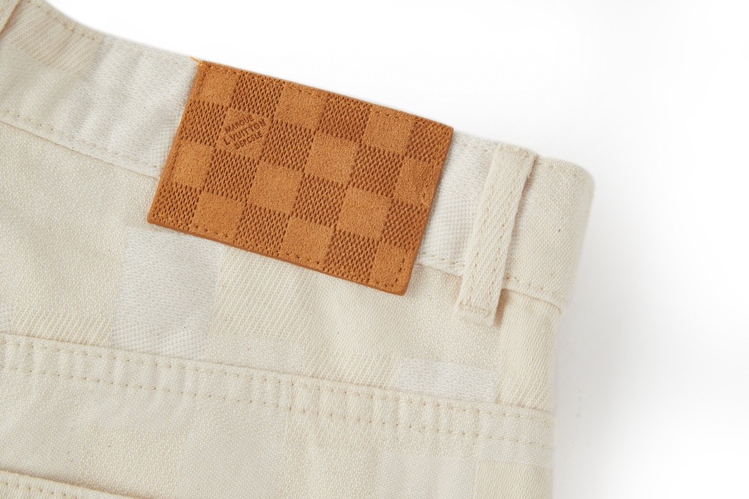 LOUIS VUITTON 路易威登 棋盘格印花图案牛仔裤 休闲裤 长裤 米色1AFQGH