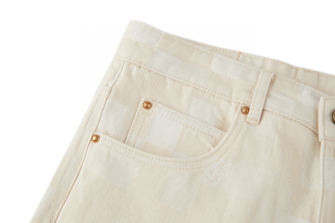 LOUIS VUITTON 路易威登 棋盘格印花图案牛仔裤 休闲裤 长裤 米色1AFQGH