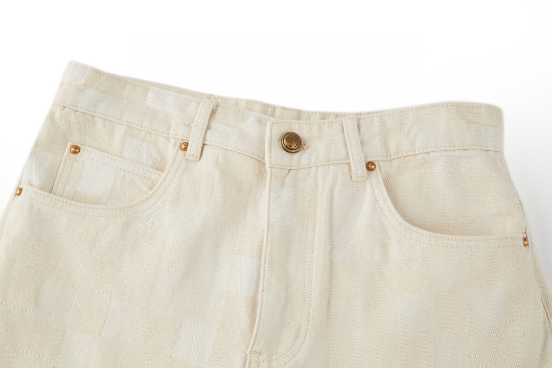 LOUIS VUITTON 路易威登 棋盘格印花图案牛仔裤 休闲裤 长裤 米色1AFQGH