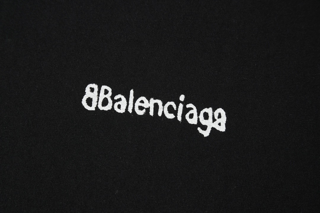 Balenciaga 巴黎世家 油墨小字母印花短袖 T恤 圆领 短款 夏季 黑色