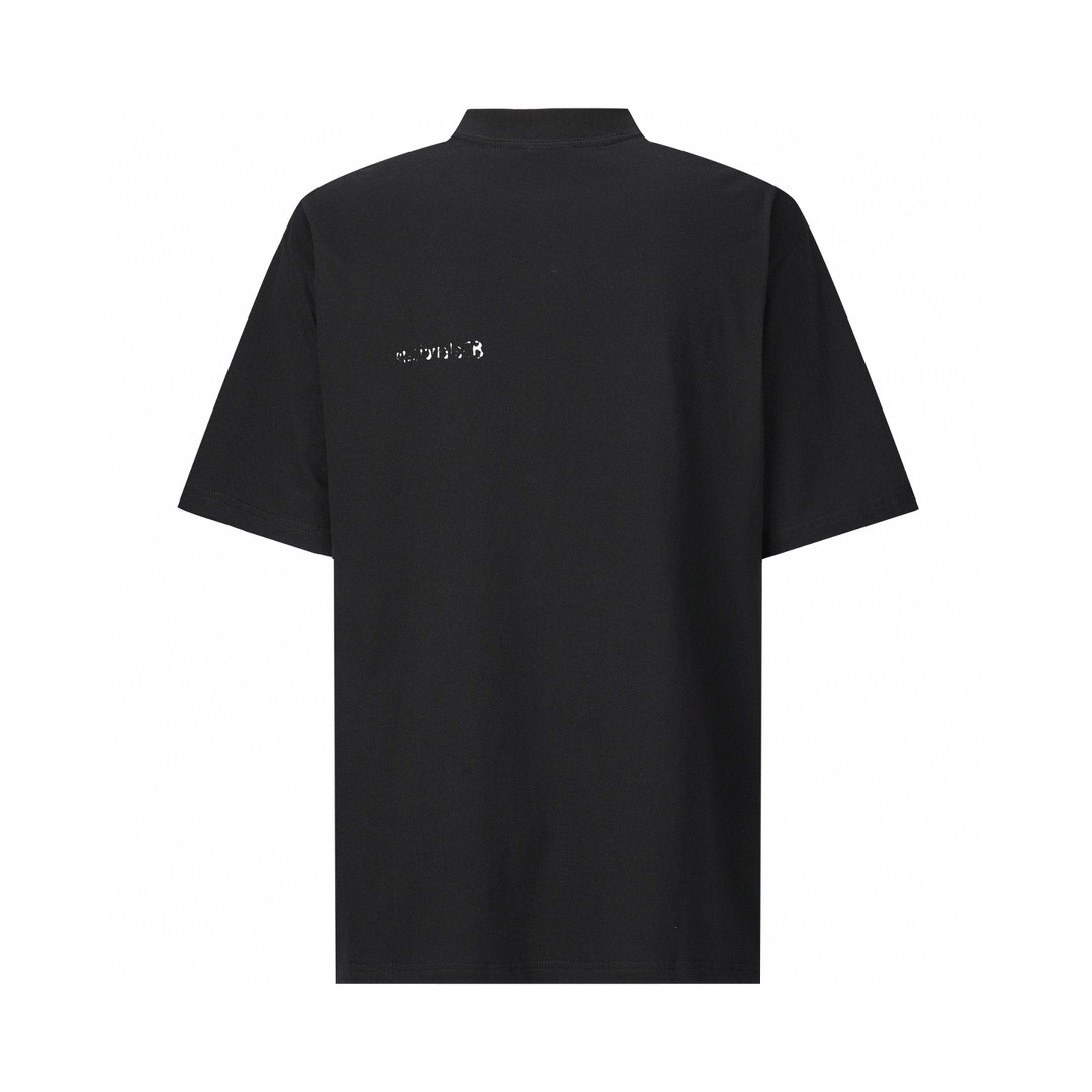 Balenciaga 巴黎世家 油墨小字母印花短袖 T恤 圆领 短款 夏季 黑色