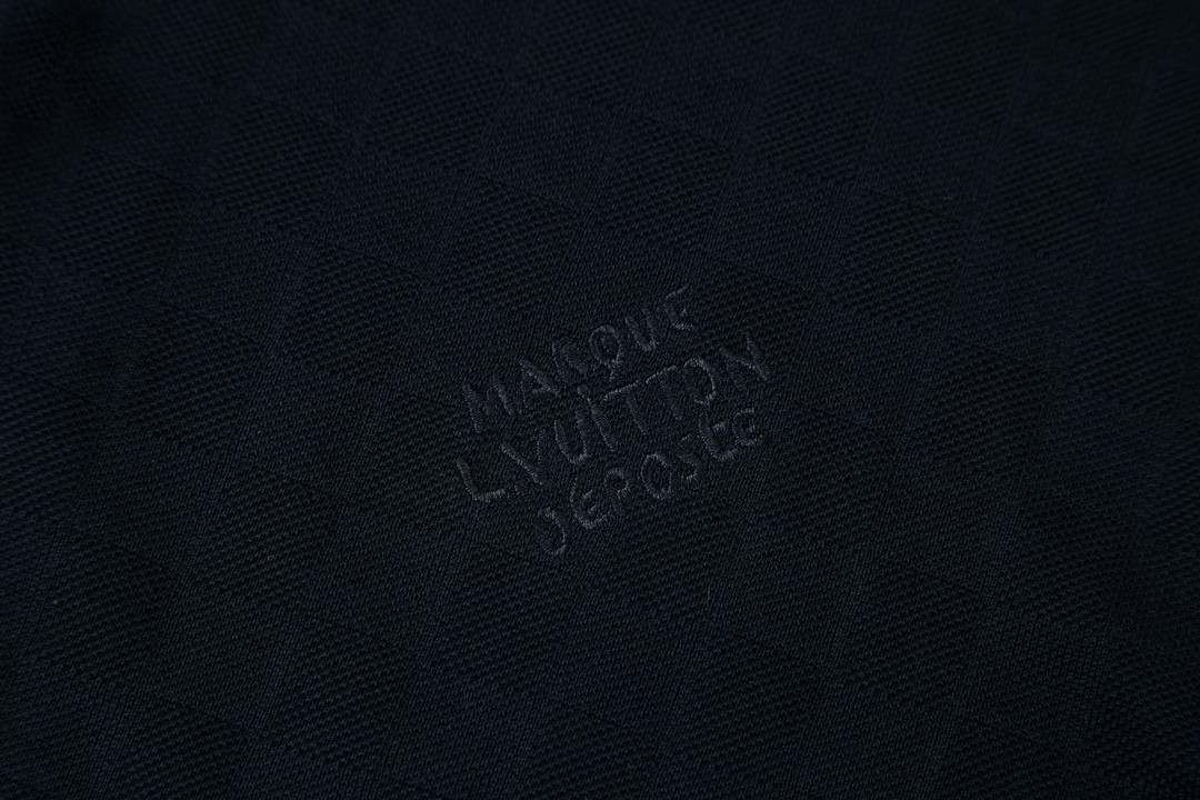 LOUIS VUITTON 路易威登 刺绣字母logo棋盘格针织扣Polo衫 短袖 T 恤 上衣 夏款 黑色