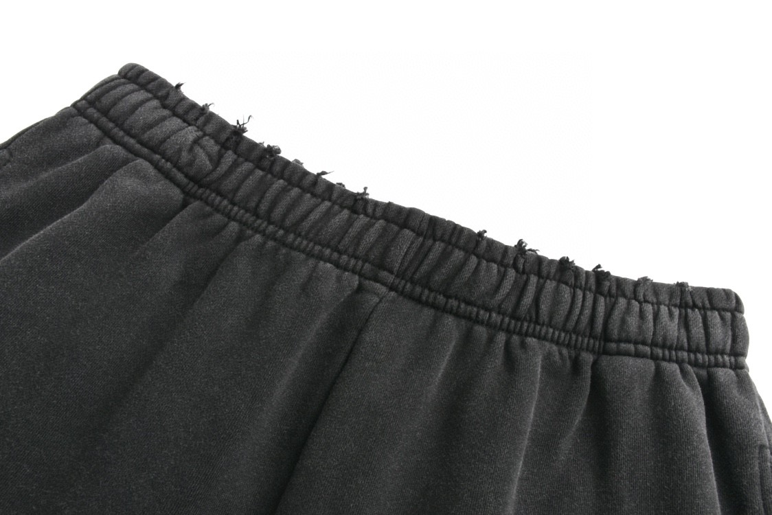 Balenciaga 巴黎世家 水洗破洞字母l刺绣ogo短裤 五分裤 休闲裤 运动裤 夏季 黑色 