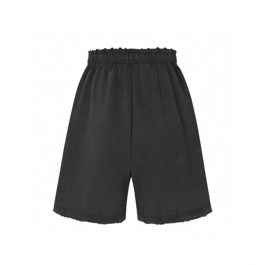 Balenciaga 巴黎世家 水洗破洞字母l刺绣ogo短裤 五分裤 休闲裤 运动裤 夏季 黑色 