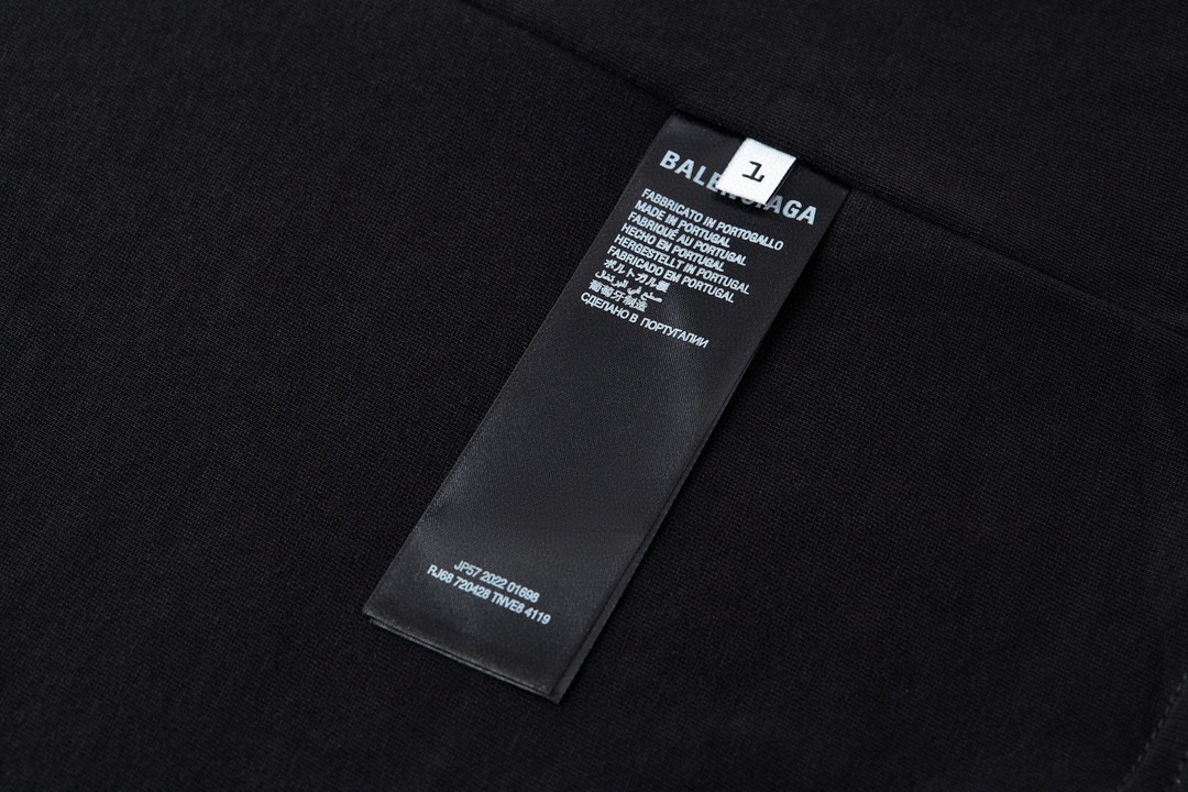 Balenciaga 巴黎世家 支付宝联名 SS25 字母logo印花短袖 T恤 圆领 短款 夏季 黑色 787349TRVY91000