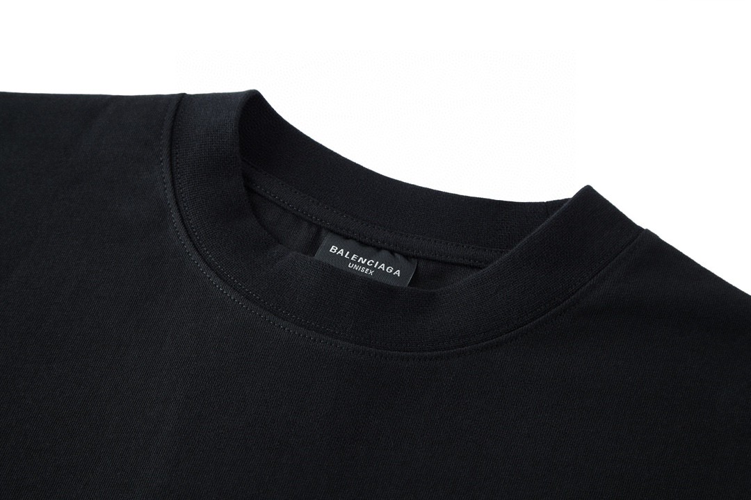 Balenciaga 巴黎世家 支付宝联名 SS25 字母logo印花短袖 T恤 圆领 短款 夏季 黑色 787349TRVY91000