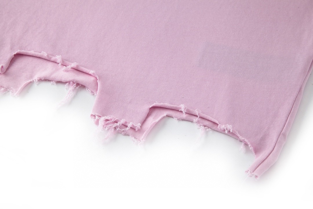 Balenciaga 巴黎世家 下摆流苏字母刺绣Logo 短袖 T恤 圆领 短款 夏季 粉色 