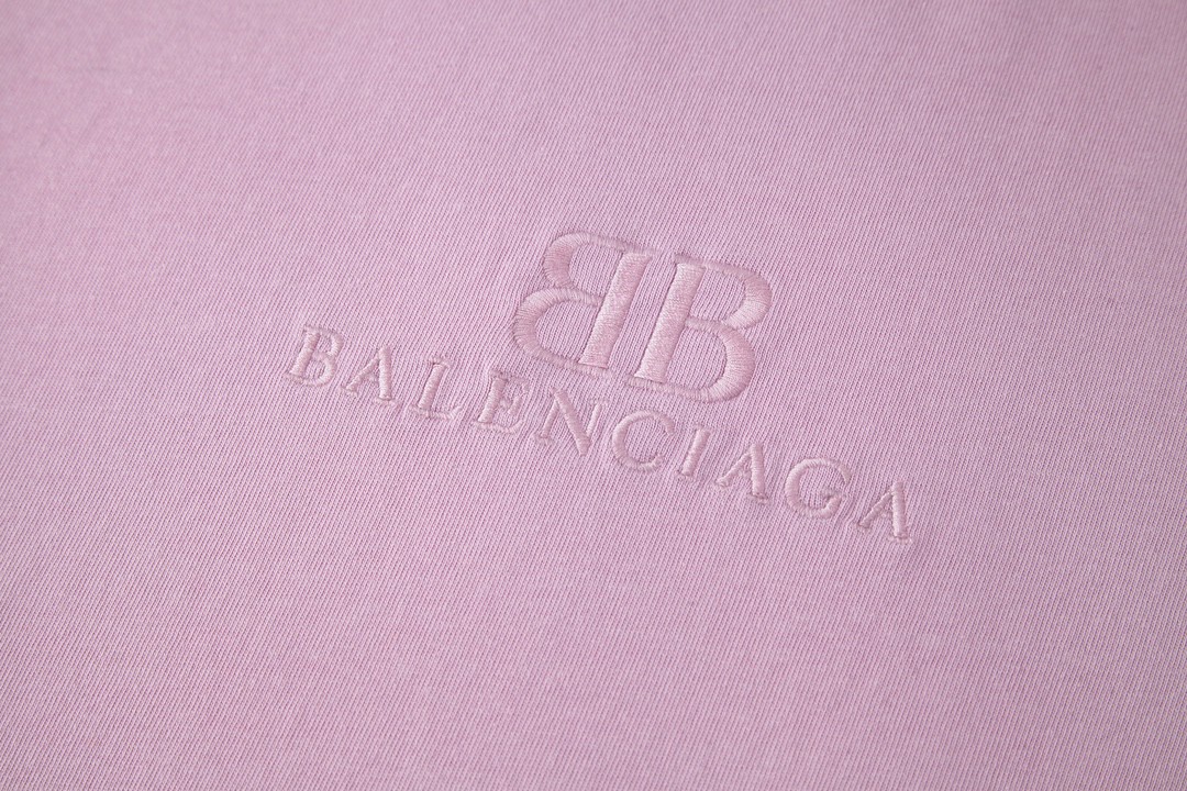 Balenciaga 巴黎世家 下摆流苏字母刺绣Logo 短袖 T恤 圆领 短款 夏季 粉色 