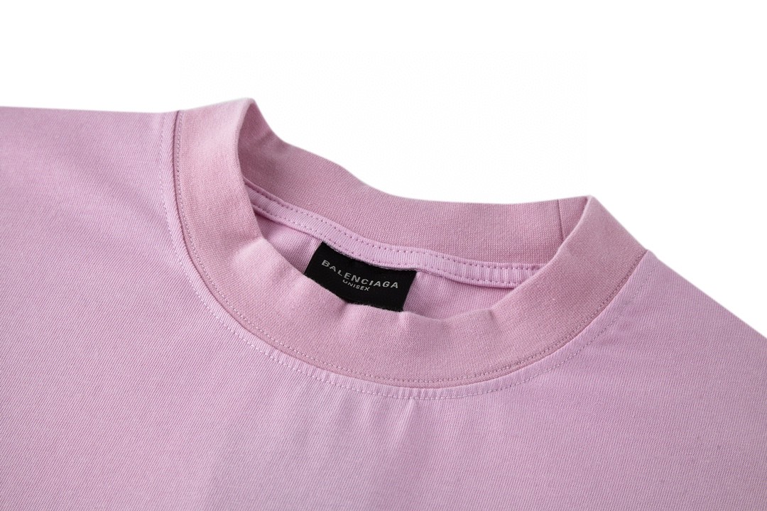 Balenciaga 巴黎世家 下摆流苏字母刺绣Logo 短袖 T恤 圆领 短款 夏季 粉色 