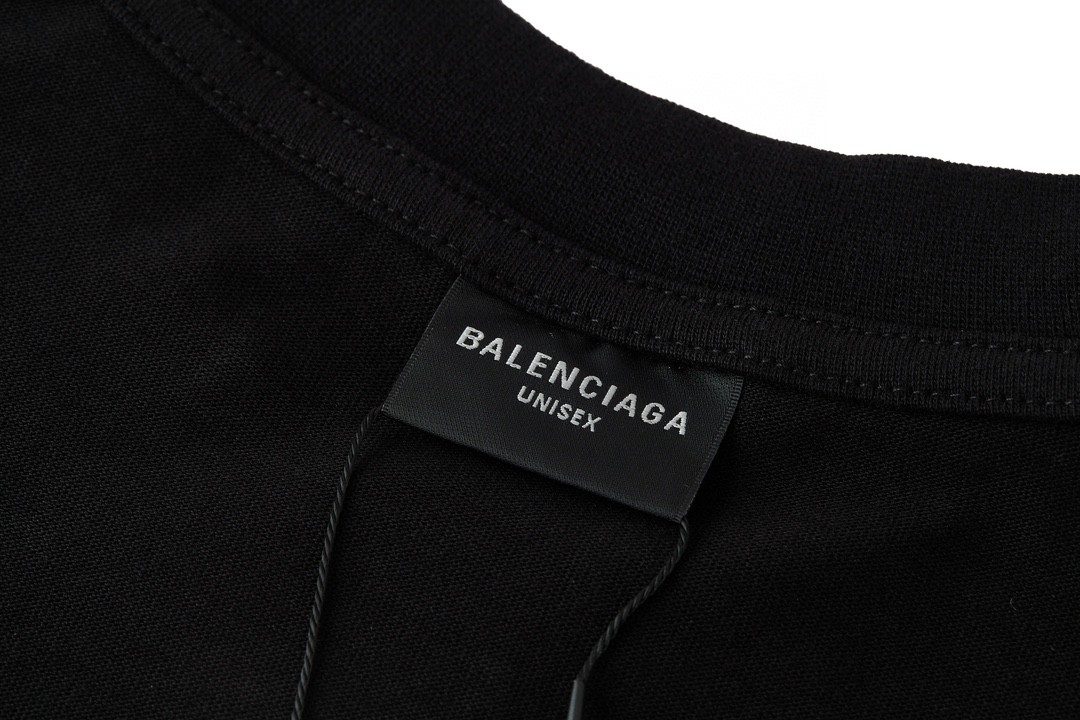Balenciaga 巴黎世家 字母Logo印花 短袖 T恤 圆领 短款 夏季 黑色 787349TQVP41200