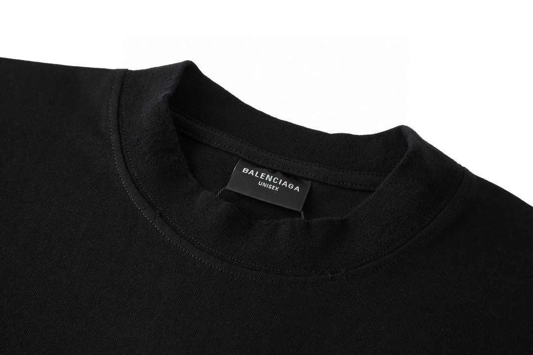 Balenciaga 巴黎世家 字母Logo印花 短袖 T恤 圆领 短款 夏季 黑色 787349TQVP41200