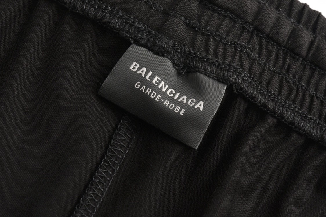 Balenciaga 巴黎世家 纯色小徽标运动裤 休闲裤 长裤 夏季 黑色 