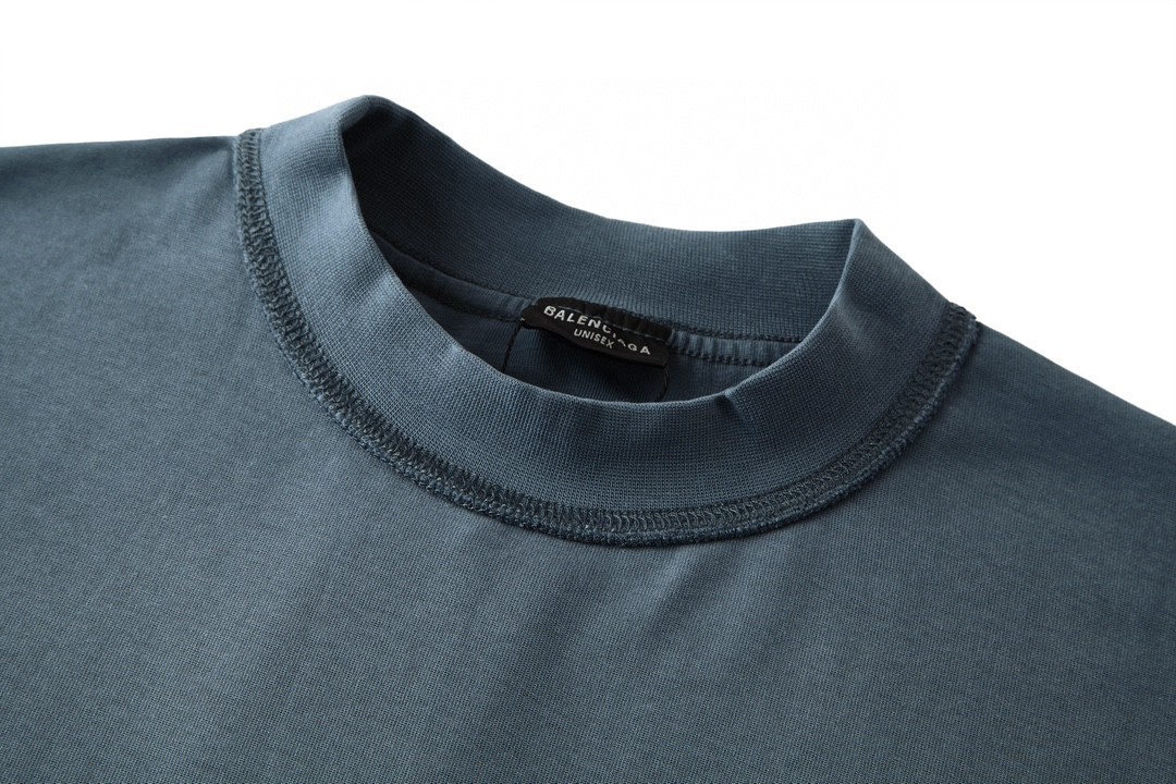 Balenciaga 巴黎世家 彩虹彩旗印花短袖 T恤 圆领 短款 夏季 蓝灰色